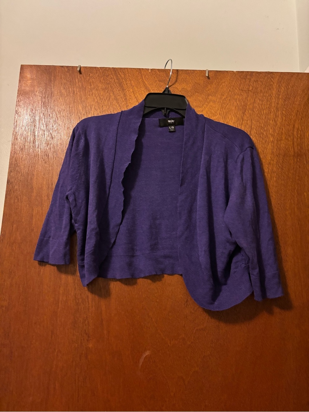 Wassiou Purple Cropped Open-Front Shrug